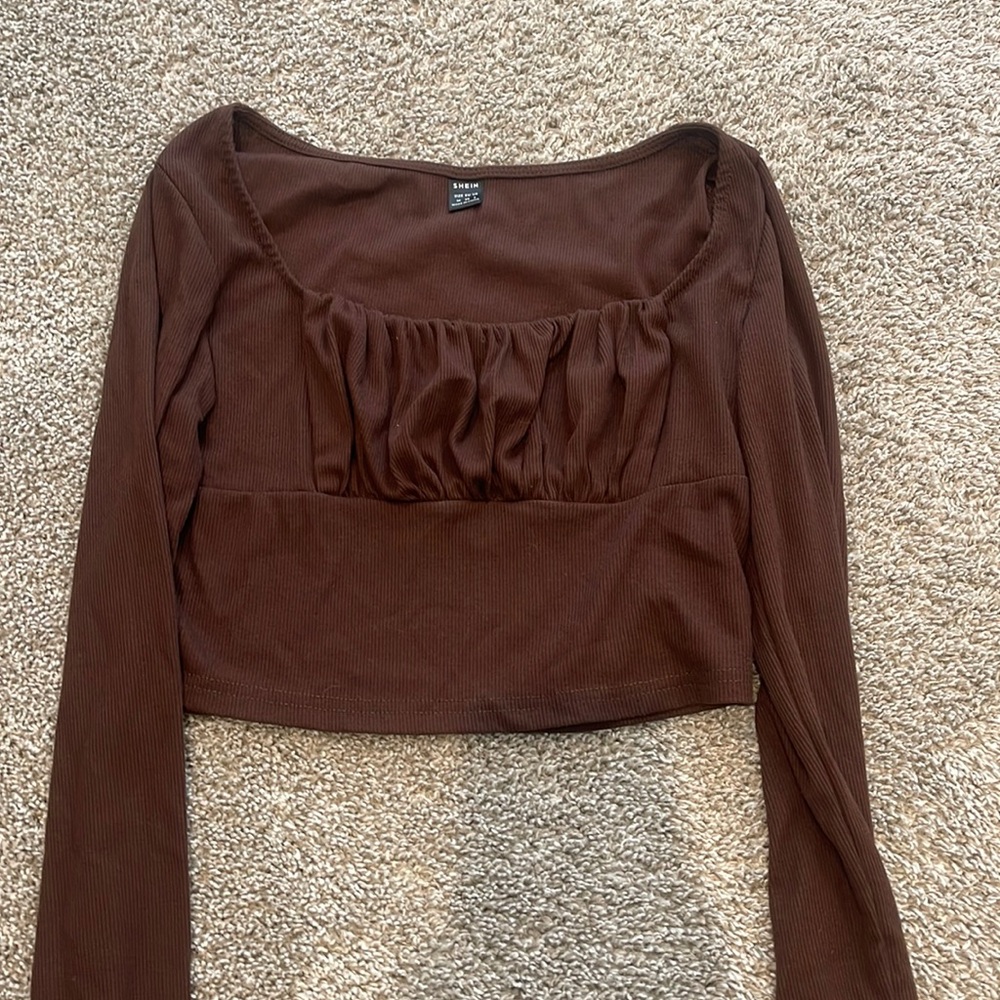 Brown cute crop top